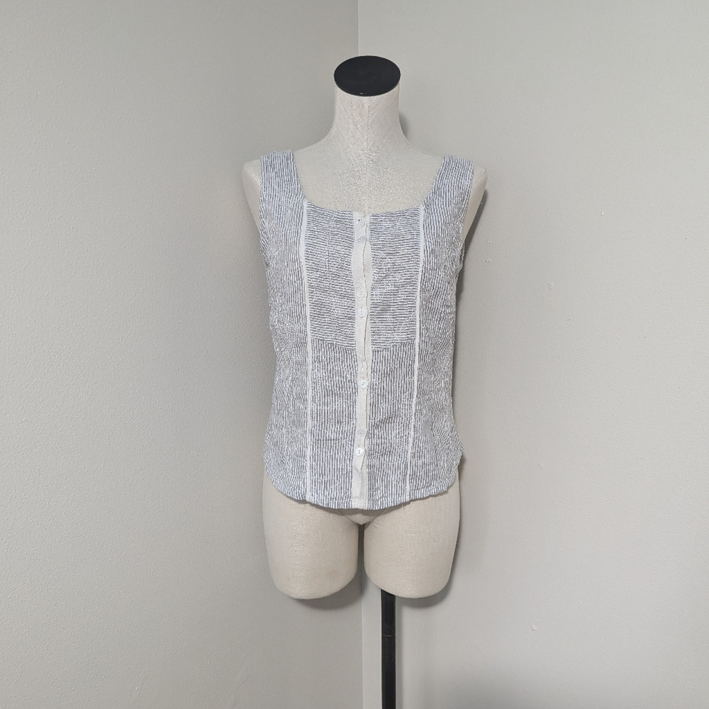 Flax Black and White Striped Tank Top